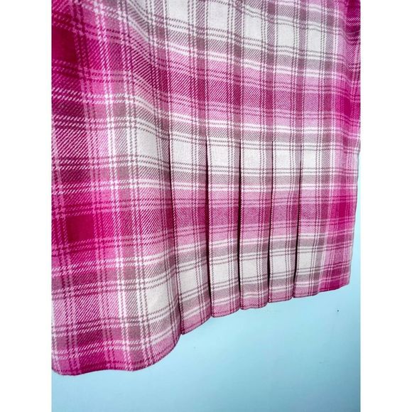 RARE Tommy Hilfiger Pink Tartan Plaid Wool Pleated Skirt Size 10 - Picture 12 of 14
